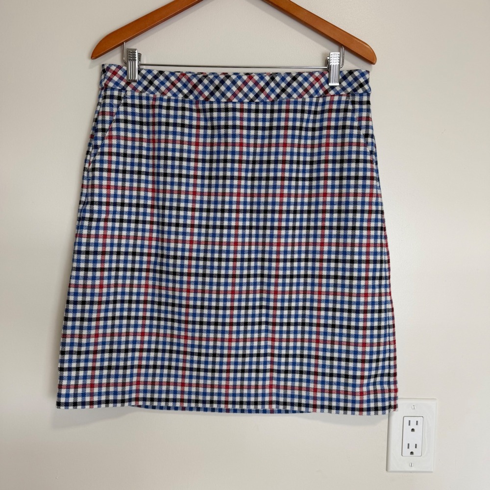 Talbots Plaid Mini Skirt Red White Blue Womens Size 10 Preppy Checkered